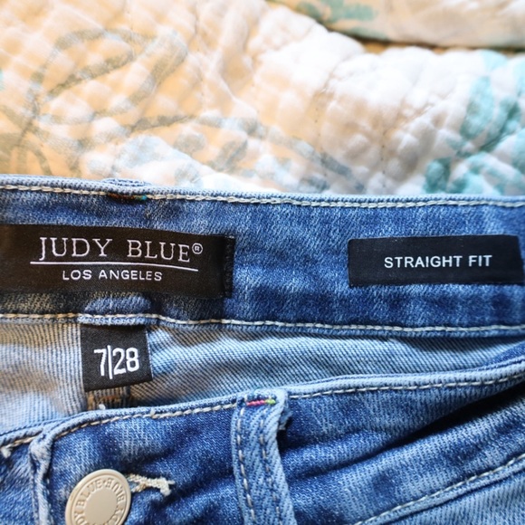 Judy Blue Straight Fit Medium Wash Distressed Jeans Womens Size 28 - Picture 8 of 10